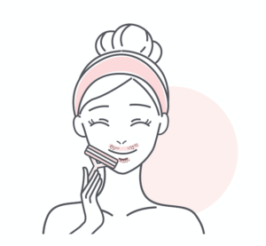 顔の産毛を処理する女性のイラスト